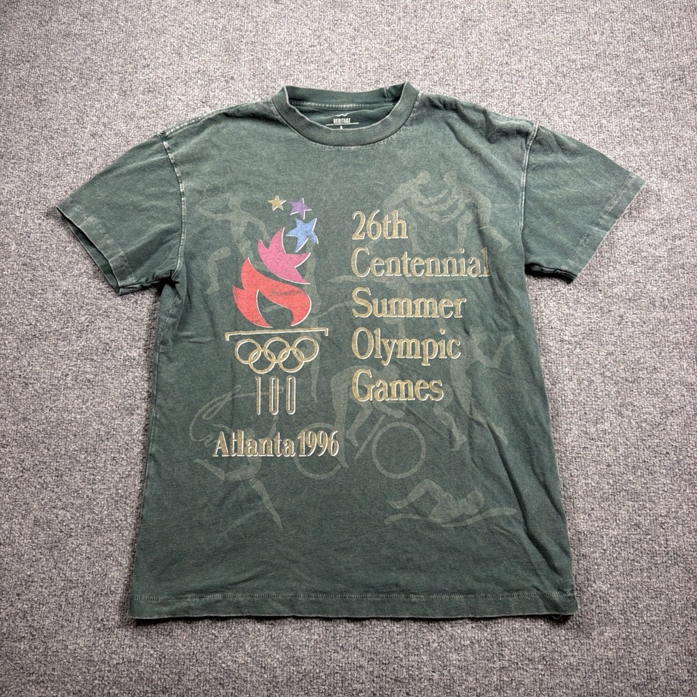 Heritage Olympics T-Shirt Men L Green 1996 Atlanta Summer Games Centennial Tee